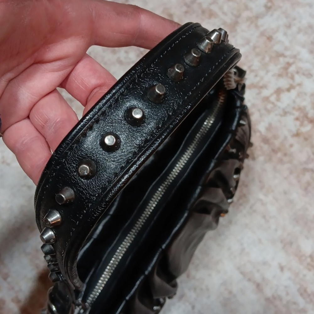 NEW Studded Black Shoulder Bag - Women - Picture 7 of 13
